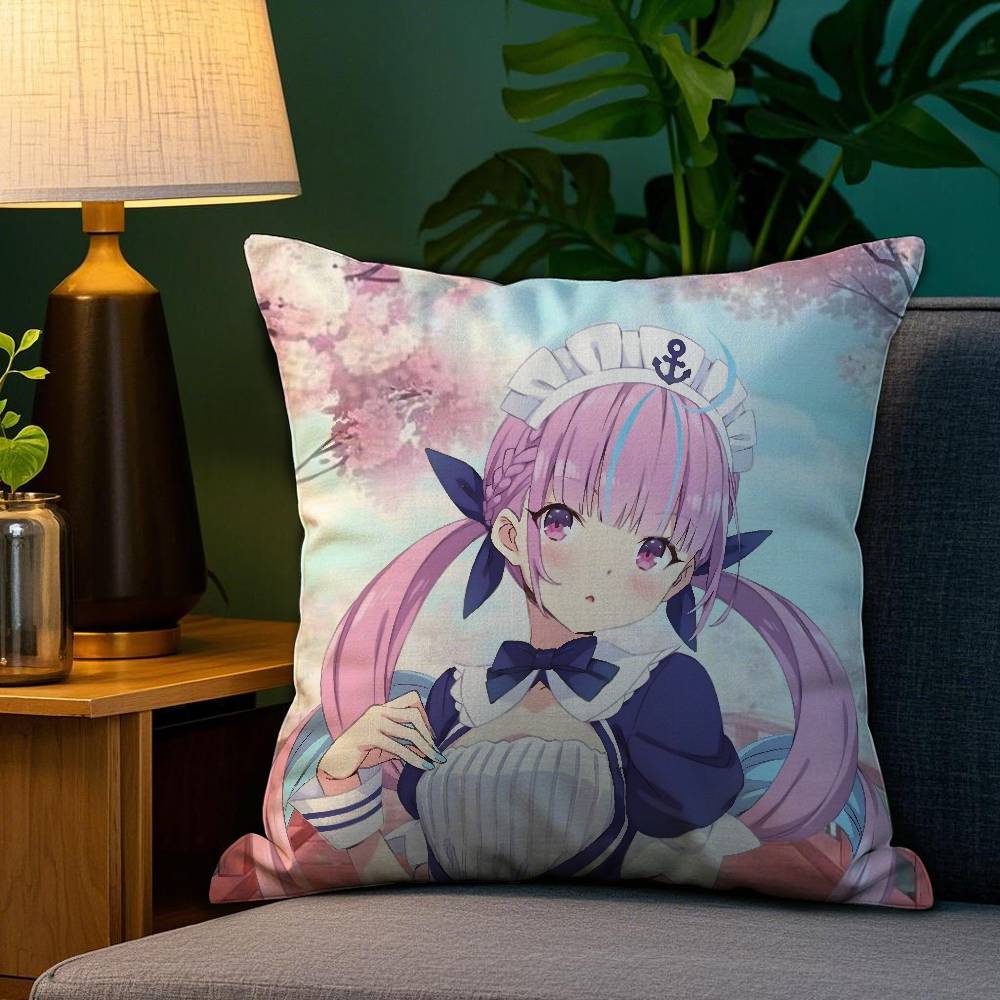 H-Hololive M-Минато Аква Наволочка Плюшевая Ткань Мягкая Двусторонняя Печать Наволочка для Подушки Диванная Подушка Чехлы для Декоративных Подушек