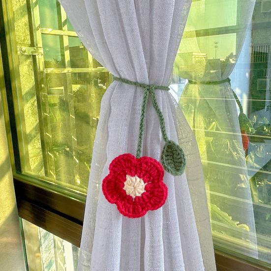 Цветочные подхваты для штор Вязаные цветочные ремни для штор Драпировки Ручная работа Крючком