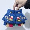 Детские перчатки для мальчиков-экскаваторов, осенние и зимние, с рисунком из мультфильмов, милые, с полупальцами, вязаные, шерстяные, теплые, непромокаемые