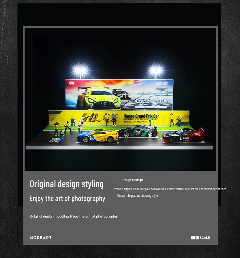 1:Модель гоночного автомобиля масштаба 1/64 с дисплеем и подсветкой - Коллекционные игрушечные машинки из сплава для хранения и украшения