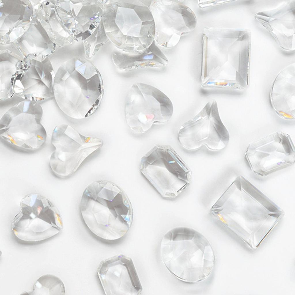 10 Pieces Nail Art Charms Heart Nail Rhinestones Rectangular Crystal Nail Gems Nail Art Decorations for Acrylic Nails
