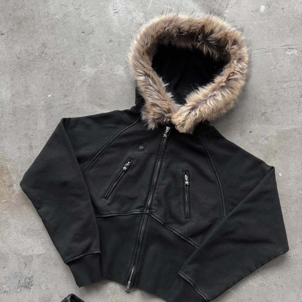 2KWEIRD Харадзюку Y2k Миллениал Хотти Американский Ретро Худи на Молнии с Меховым Воротником Женская Осенне-зимняя Хип-хоп Куртка на Молнии