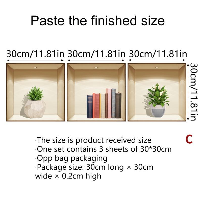 2022 New Creative Simulation Green Plant Potted 3D Wall Stickers Living Room Study Office Waterproof Decorative Stickers
