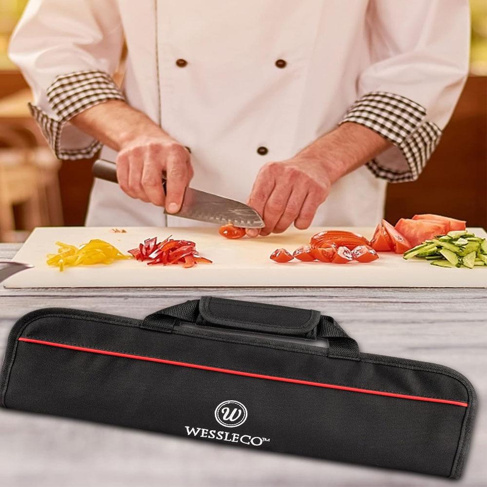 Double-Layer Oxford Cloth Chef Knife Bag, Scratch Resistant Large Capacity Portable Cutlery Storage Pouch for Western Cuisine Students