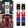 1 Pair Outdoor Solider Christmas Banner Nutcracker Christmas Decorations Christmas Door Curtain for Front Door Yard Porch Garden