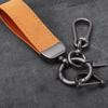 1PC Bag Pendants Leather Car Key Rings Leather Keychain Pure Color Buckle Cars Key Ring Gifts