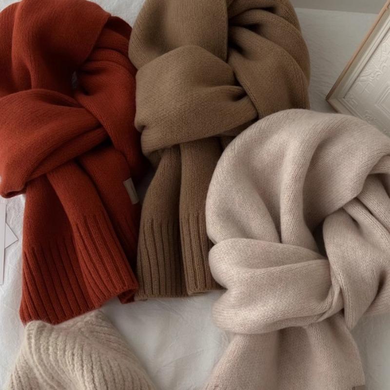 Шарфы из 100% чистой шерсти~ Избранная шерсть, утолщенные и увеличенные теплые вязаные шарфы, универсальные мужские и женские шарфы