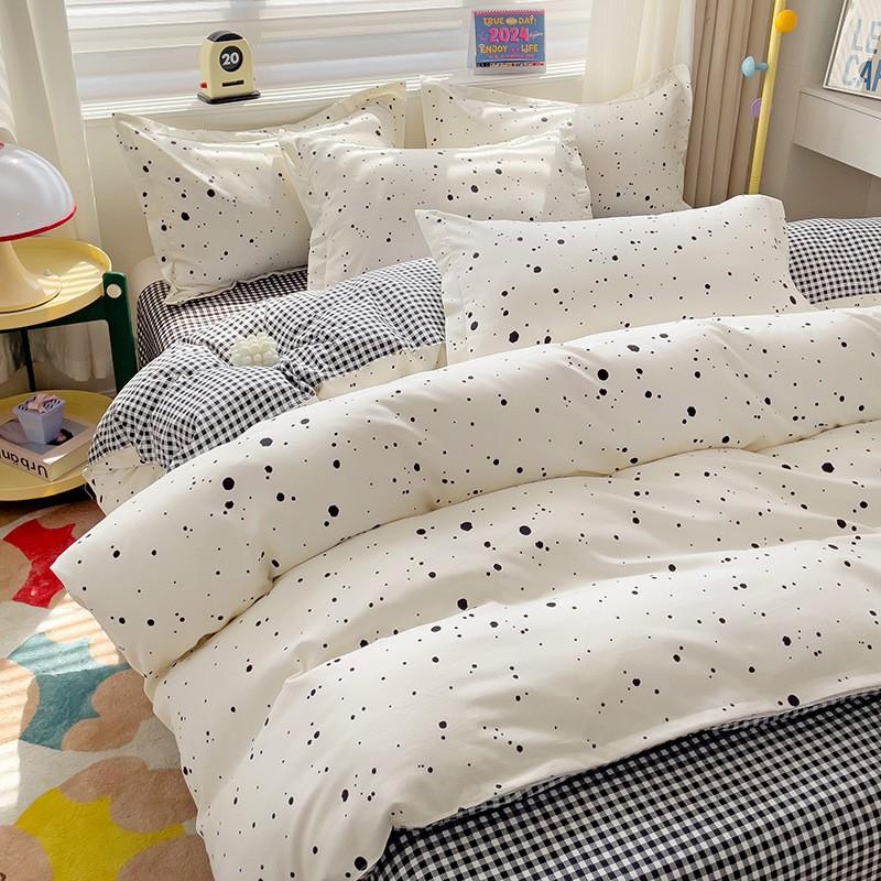 4 Thick Brushed Bed Set Single Dorm Bedding Sheet Pillowcase Quilt Cover Fresh Style