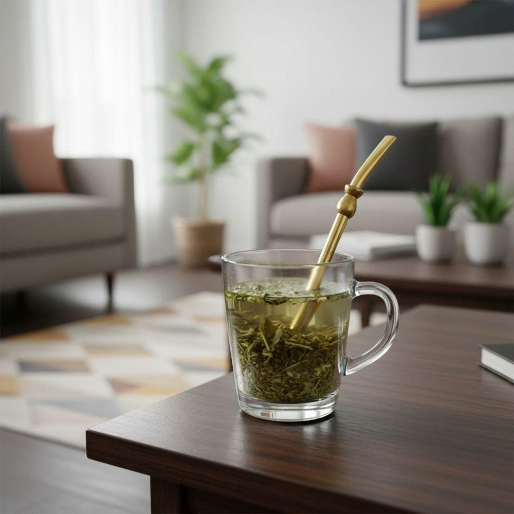 2 Piece Reusable Yerba Mate Drinking Straw 304 Stainless Steel Filter Straw Straw Spoon Cafe
