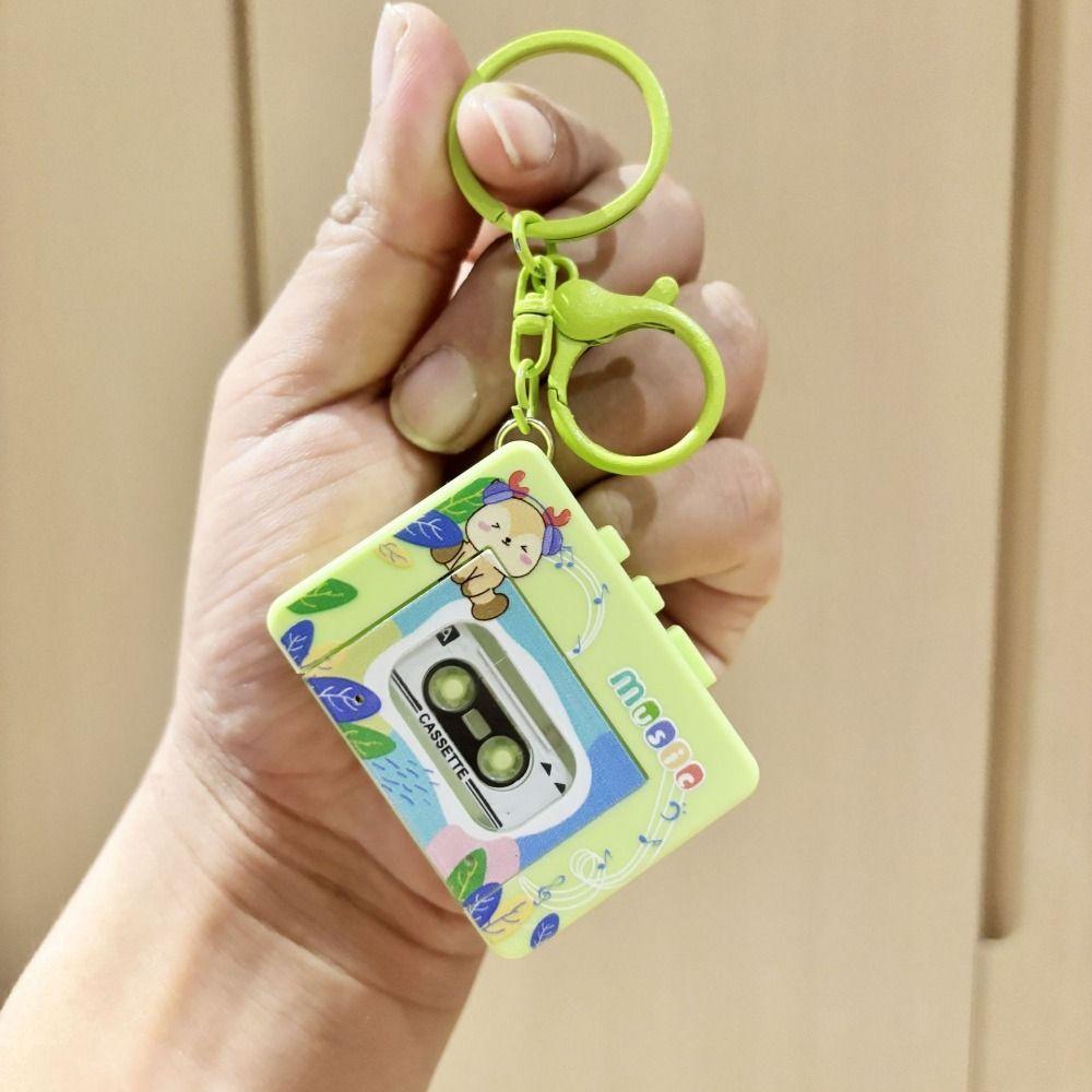 With music Retro Tape Recorder Keychain Cassette Recorder Recording Music Box Pendant   Backpack