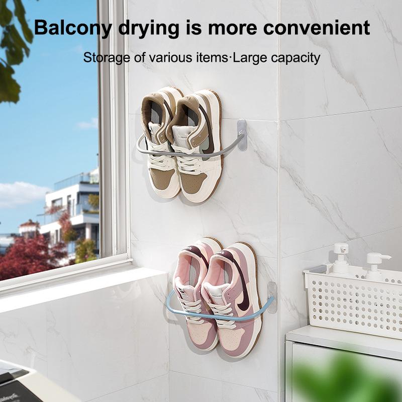 1Pc Simple Shoe Rack Wall-Mounted Bathroom Slippers Hook Holder Shoes Slipper Drain Storage Drying Rack Shoe Organizer Hanger