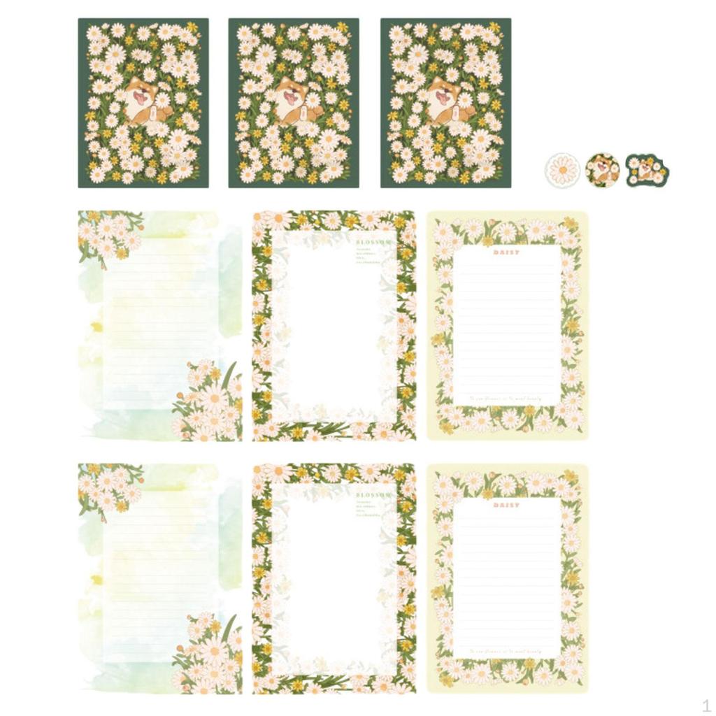 Элегантный цветочный набор канцелярских принадлежностей с линованными листами и подходящими конвертами