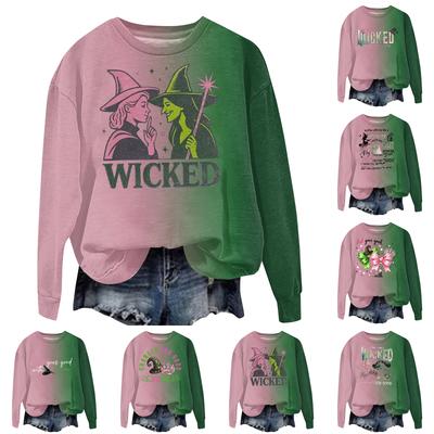 Женская модная повседневная толстовка с длинным рукавом, свободного кроя, с принтом