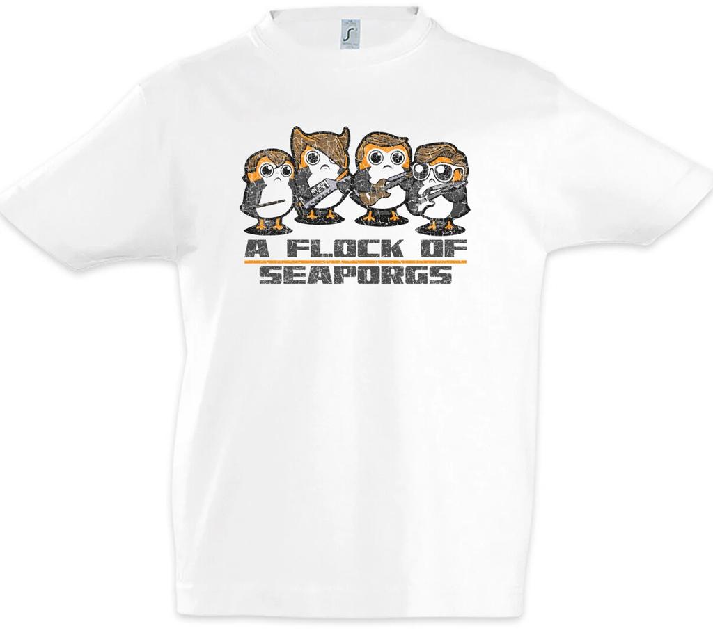 A Flock Of Seaporgs Kinder Jungen T-Shirt Star Porg Porgs Fun Wars Band Teacher