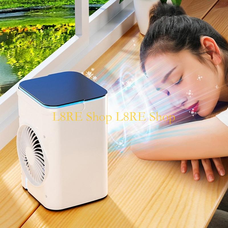 L8RE 3-Speed Portable Fan with Breathing Light Humidifying Air Conditioner Desk Fan