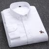 Men's Cotton Shirt Solid Color Business Casual Formal Embroidery Shirts Long Sleeve Lapel Male Fashion Standard Fit Button Up