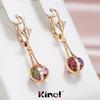 Длинные висячие серьги Kinel с разноцветным цирконием для женщин, роскошные свадебные украшения цвета розового золота для невесты