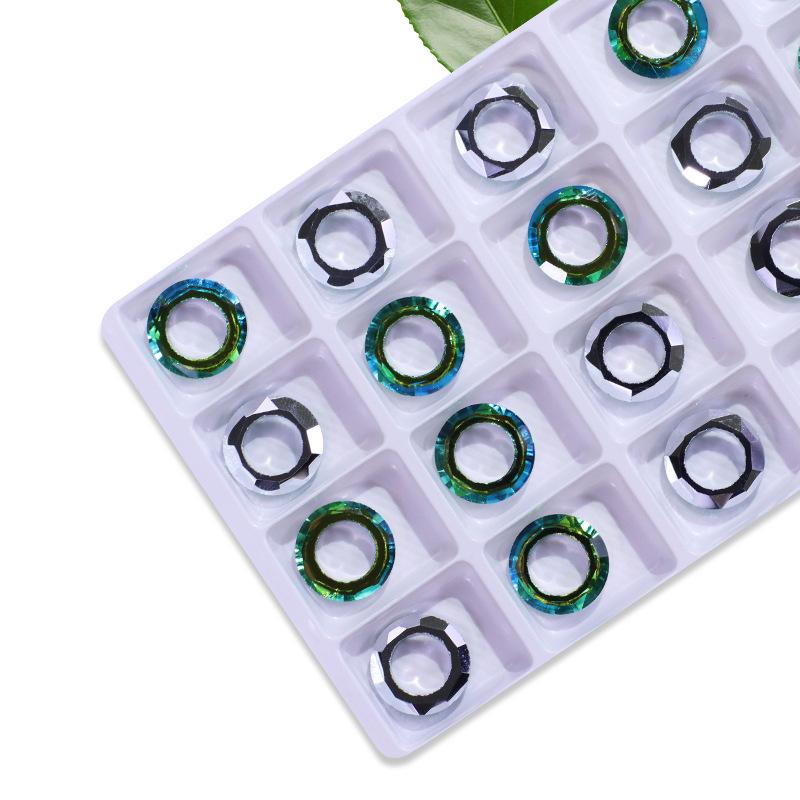 Iridescent Angel Ring Rhinestone Nail Art Glass Pendant Accessory