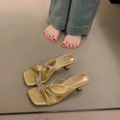 Модные уличные женские тапочки на каблуке, сандалии с открытым носком, женская обувь, нескользящие дизайнерские роскошные стильные шлепанцы по акции, обувь из ПВХ