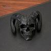 Персонализированный Гот Декор Комнаты 3D Печатное Украшение Череп с Рогами Козла, Гот Дьявол с Рогами Барана Ручная Работа Стиль Настольный Череп, Хэллоуинская Темная Статуэтка для Дома