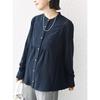 [Ships Ladies] SHIPS for women blouse Hand washable stretch georgette pleats 24SS ladies 311100734 dark blue M