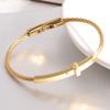 Trendy Braided Wire Bracelet with Metal Bar Accent Durable Magnetic Lock Jewelry for Men & Women
