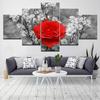 Wall Art Canvas Picture Painting 5 Panels Red Rose Frame Home Modern Modular Living Room Decorative Artwork Framework