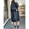 Plus Size Women Autumn Winter Long Dress Loose Casual Oversized Hoodie Hooded Sweatshirts Dresses