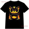Angry Panda T Shirt Funny Fire Flames Cartoon Animal Long Or Short Sleeves Vintage Washed Fashion Homme Stylish Streetwear