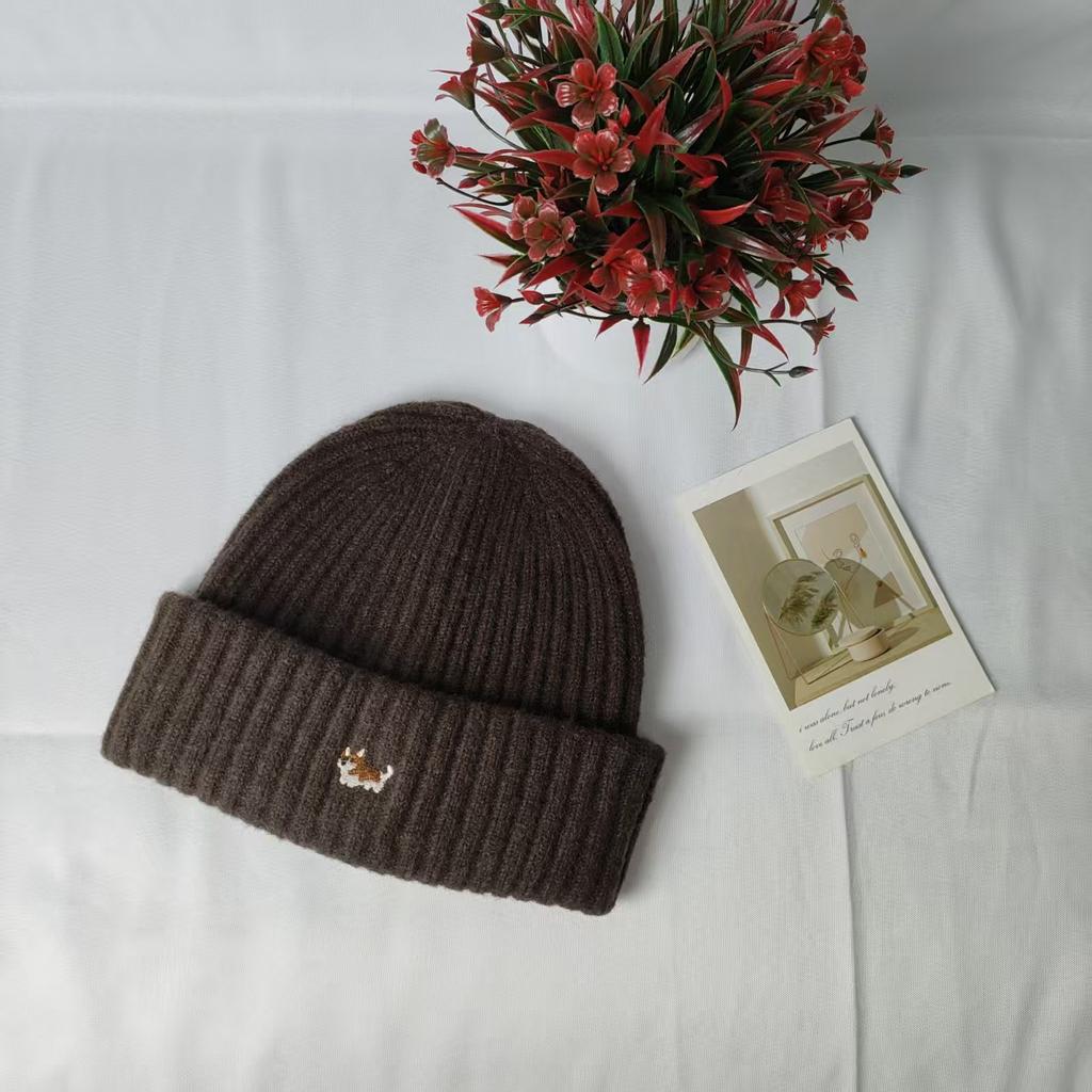 Autumn and winter new men's and women's trendy brand retro hip-hop couple cold hat puppy corgi versatile warm knitted wool hat