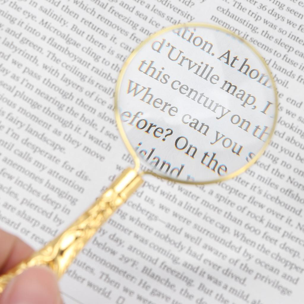 5X 45mm Magnifying Glass Handheld Reading Magnifying Glass Metal Handle Magnifier