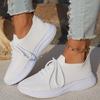 Fashion 2025 New Women's Breathable Knitted Sneakers Lightweight Slip On Casual Sports Shoes Woman Comfort Non Slip White Running Shoes