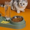 Кормушка для домашних животных Миски для еды и воды Двойные миски для кошек Защита шеи от опрокидывания Автоматическая миска для еды для собак Диспенсер для воды