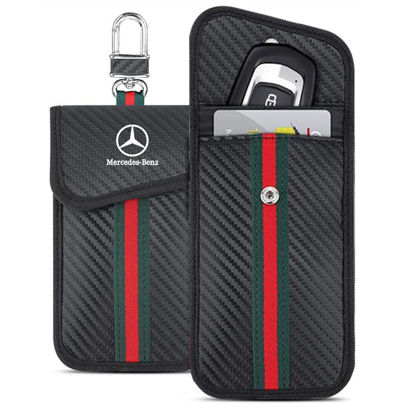OQA4 Faraday Key Bag Protector Car RFID Signal Blocking Anti-Theft Pouch For Mercedes Benz AMGW204 W205 W212 W213 W221 W177 W246 GLA