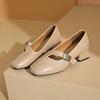 French shallow mouth square head single shoes women's 2025 summer new versatile medium thick heel Mary Jane shoes small leather shoes women