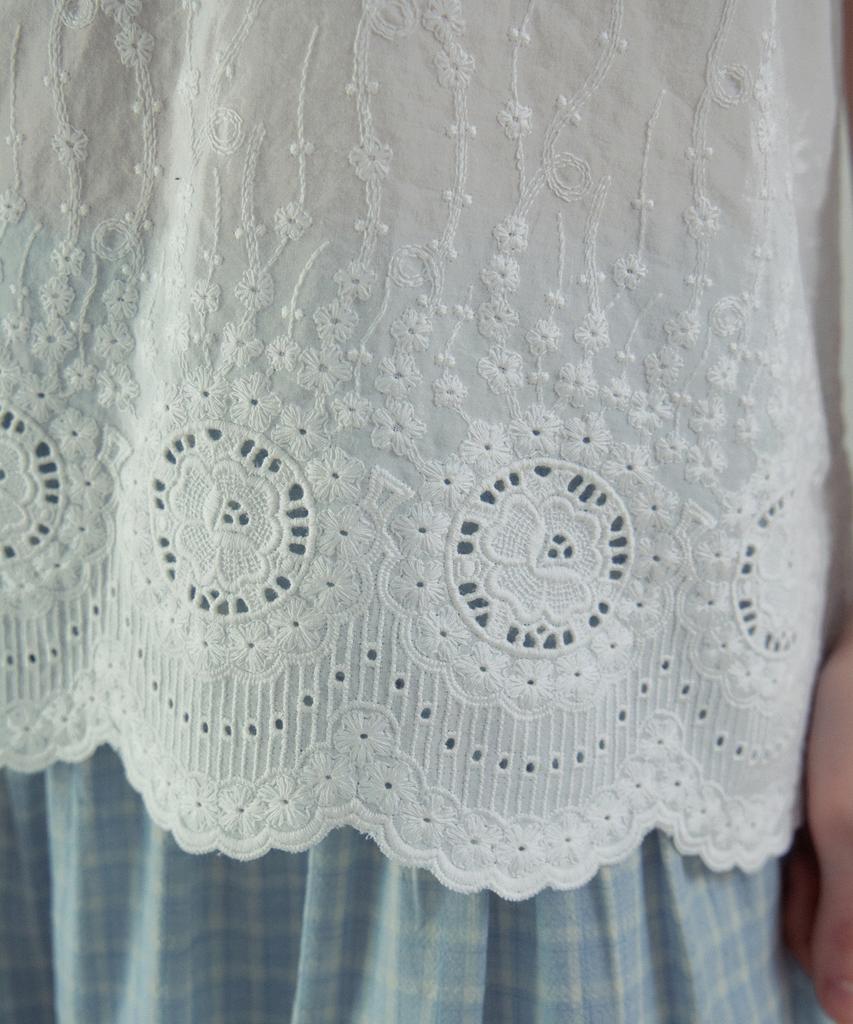 Блузка с кружевом в виде гребешков Aueonoseuteljia Dreamy Scallop Lace_Белый(Ob6Bl07)