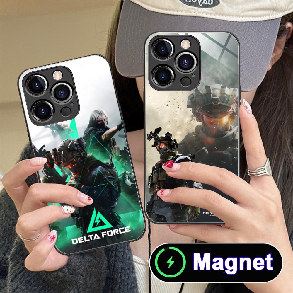 Game Delta Force Glass MagSafe Mobile Phone Case for iPhone 17 16 15 14 13 12 11 Air Pro Max Plus Mini Colorful Cover