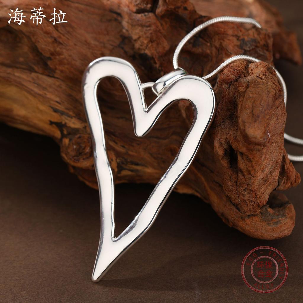 Новая глянцевая полая любовь длинная подвеска, женское преувеличенное универсальное нерегулярное ожерелье из сплава в форме сердца