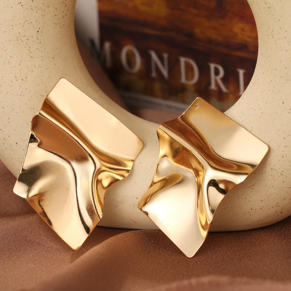 Геометрические нерегулярные зеркальные большие серьги, женские модные тенденции, персонализированные ювелирные серьги, вечерние подарочные аксессуары