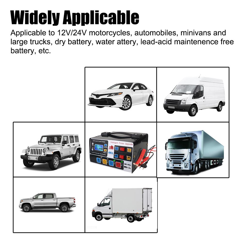 12В/24В 220Вт Импульсное восстановление Для внедорожника Грузовика Лодки Мотоцикла Интеллектуальная вилка ЕС Полностью автоматический ЖК-дисплей Высокочастотное зарядное устройство для автомобильного аккумулятора