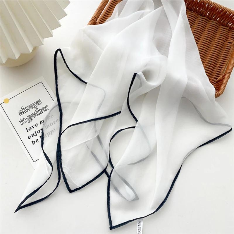 Solid Color Handkerchief Cotton Silk Neck Scarves For Women Small Shawls Bandana Head Scarfs Female Square Hairband Hijab Scarf