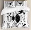 I Love You Duvet Cover Hand Drawn I Love You To The Moon and Back Words with Stars Celebration King Size Polyester Bedding Set
