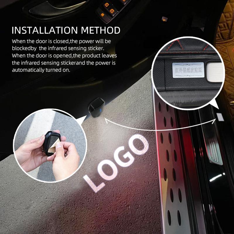 CGANEI1 2PCS Z Nismo GTR Logo Emblem Universal LED Car HD Door Light Courtesy Projector Lamp USB Rechargeable For Nissan Teana 350Z 370Z