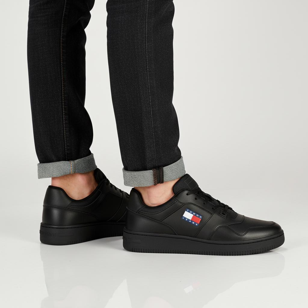 Tommy Hilfiger Retro Basket Essential - Мужские кроссовки обувь кожа черная EM0EM01395-BDS ОРИГИНАЛ
