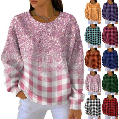 Женская мода Повседневный пуловер с градиентным принтом тай-дай, спортивный топ с длинным рукавом