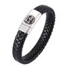 Fashion Man Jewelry Braided Leather Bracelet Skull Head Bracelet Stainless Steel Clasps Male Wrist Band Gifts