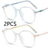 2Pcs Myopia Glasses Women Blue Light Computer Eyeglasses Girls Metal Round Frame Shortsighted Eyewear