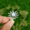Natural Larimar Gemstone 925 Silver Multi Stone Flower Adjustable Ring For Women