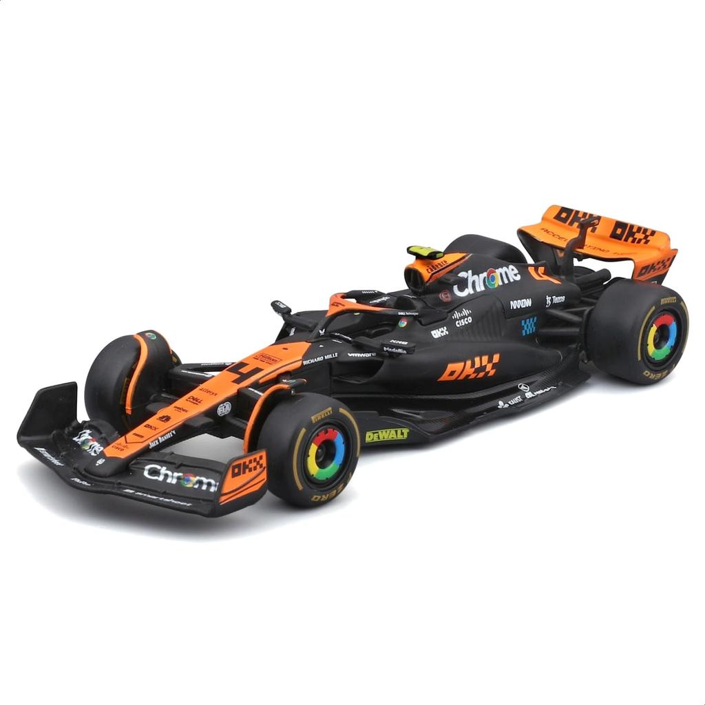 Bburago F1 McLaren Роскошный подарочный набор из 7 штук, без специальной пластиковой подставки-дисплея. Готовая модель из литого металла 1/43 (Шлемы включены) / машины,