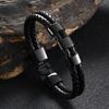 New Men Jewelry Black Braided Leather Bracelets Stainless Steel Leahter Bracelets Cool Men Jewelry